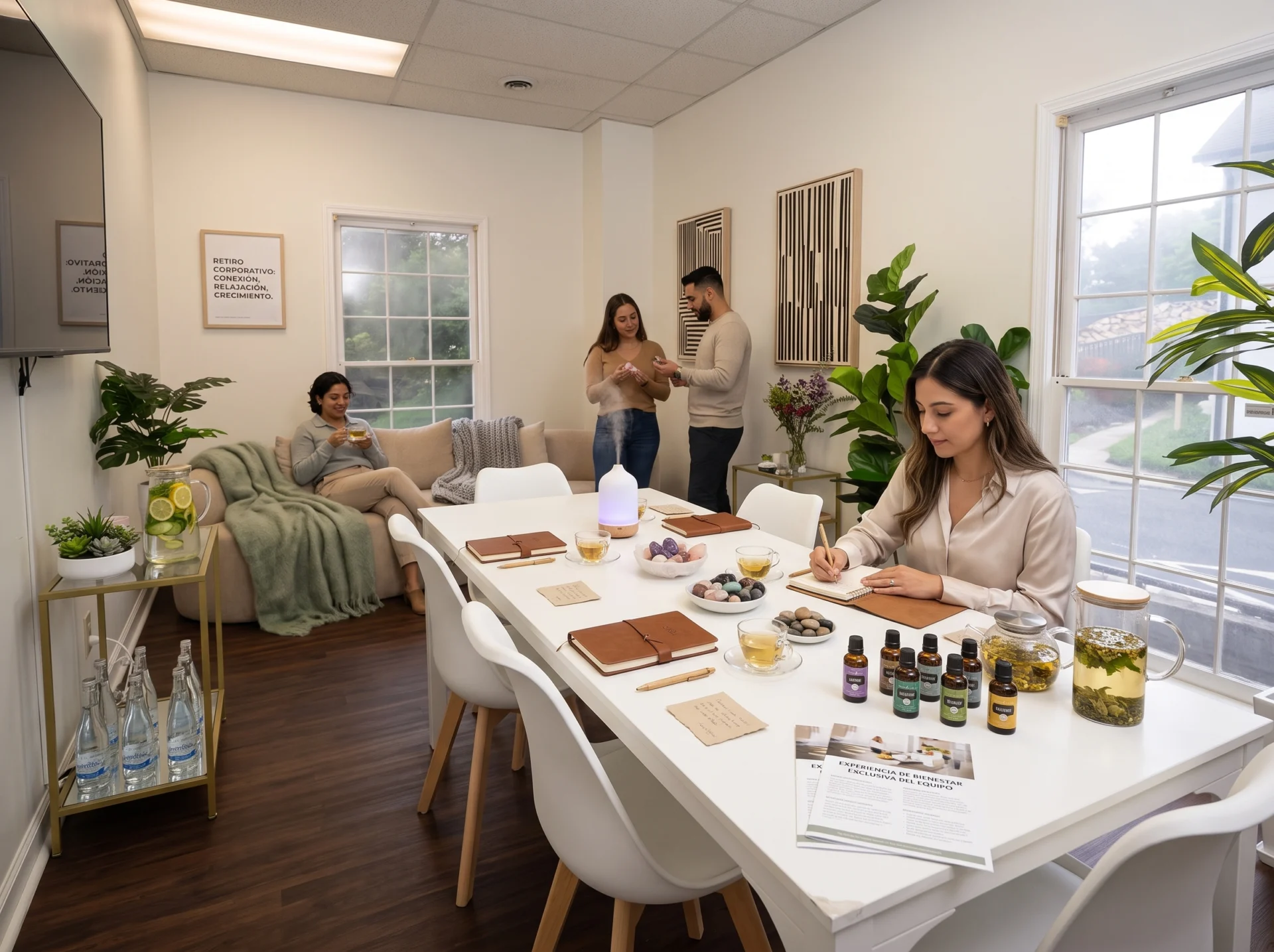 Corporate wellness retreat team …